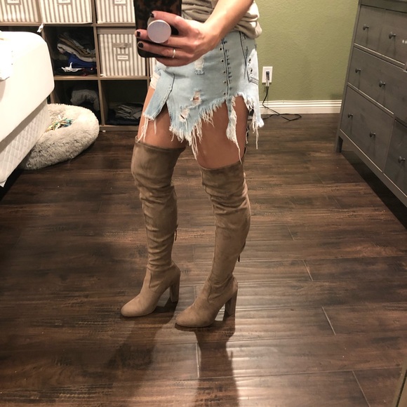 Steve Madden Shoes - Steve Madden Thigh High Taupe Suede Boots